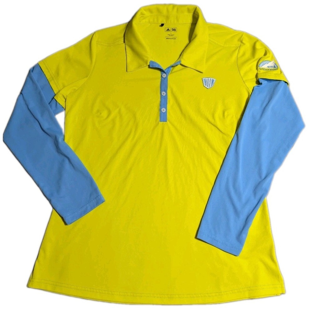 Adidas Golf Womens L Arrowhead Golf Club Colorado Polo Shirt Long Sleeve Yellow